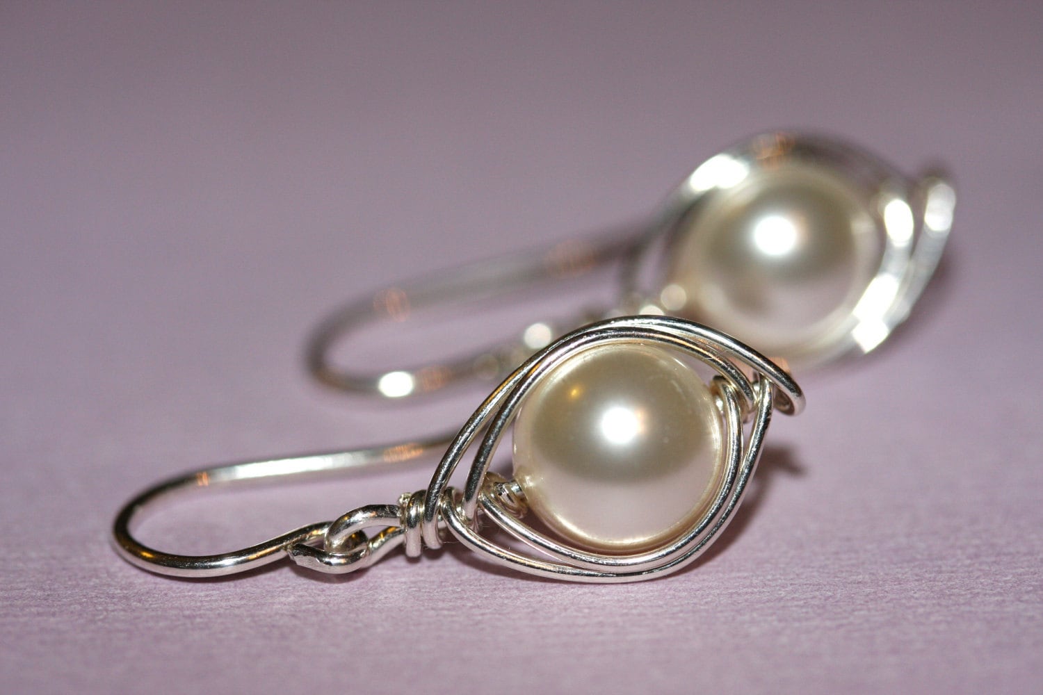 sterling Silber Perle Ohrringe von justynajewelry