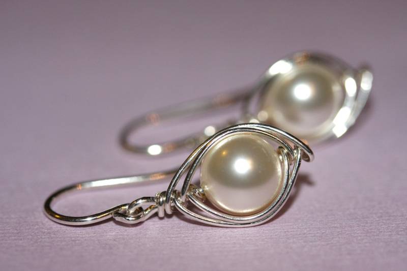 sterling Silber Perle Ohrringe sterling Silber Perle Ohrringe von justynajewelry