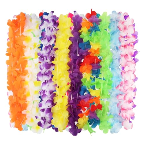 jwtyu 40 Stück Hawaii Kette Blumenkette Mehrfarbig Blumenketten Hawaii Girlanden Halskette für Leistungen Lagerfeuer Strand Abschlusspartys Kleider GeburtstAgsdekoration von jwtyu