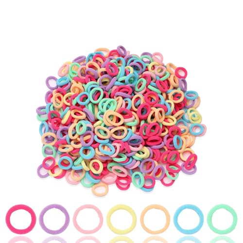 jwtyu 500 Stück Soft Loom Bands Elastische Haargummi Bunt Mini Haargummis Klein für Mädchen Haarschmuck Weihnachten Eine Geschenktüte Binden DIY Handmade von jwtyu