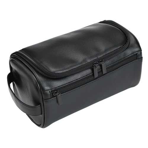 jyibinee Tragbare Make-up-Tasche, langlebig, Reise-Kulturbeutel, Organizer, großes Fassungsvermögen, Seitengriff, Reißverschluss, wasserdicht, einfarbig, multifunktionale Kosmetiktasche, Schwarz von jyibinee