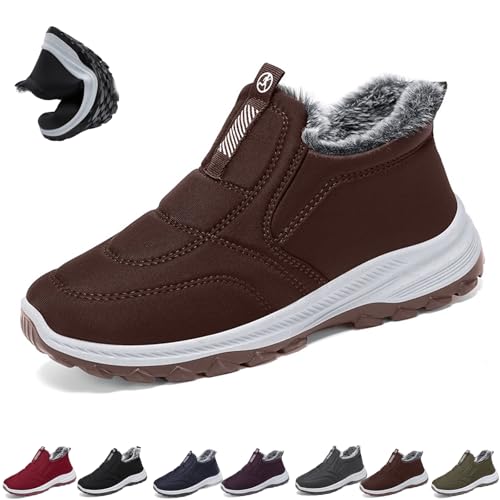 Orthopädische Winterschuhe Von Klody, Flache Schuhe Mit Plüschfutter, Orthopädische Schuhe Mit Fußgewölbeunterstützung, Warme, Wasserdichte Schneestiefel Zum Reinschlüpfen (Kaffee (Damen),EU:40) von jyyyou