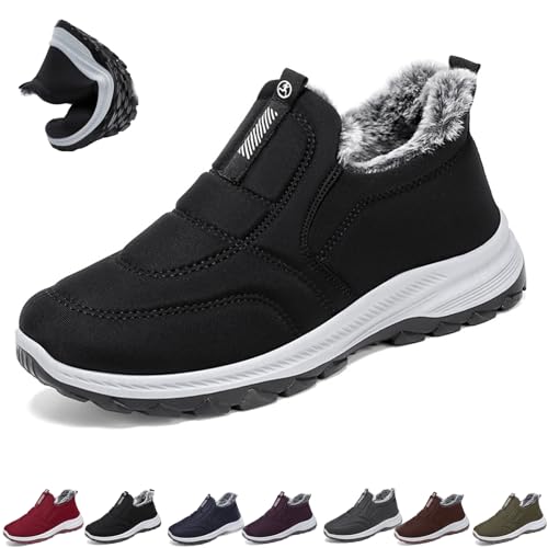 Orthopädische Winterschuhe Von Klody, Flache Schuhe Mit Plüschfutter, Orthopädische Schuhe Mit Fußgewölbeunterstützung, Warme, Wasserdichte Schneestiefel Zum Reinschlüpfen (Schwarz (Damen),EU:36) von jyyyou