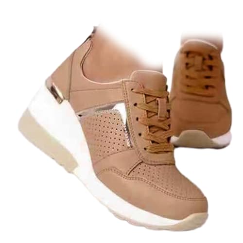 Schuhe mit Unterstützung des Fußgewölbes Orthopädisch, Wanderschuhe zur Unterstützung des Fußgewölbes für Damen, modische Sneaker, orthopädische Sneaker, Tennisschuhe (Hellbraun, 40) von jyyyou