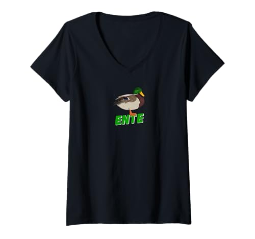 Damen Ente Vogel Vogelbeobachter Singvogel Biologe Ornithologe T-Shirt mit V-Ausschnitt Damen Ente Vogel Vogelbeobachter Singvogel Biologe Ornithologe T-Shirt mit V-Ausschnitt von jz.birds