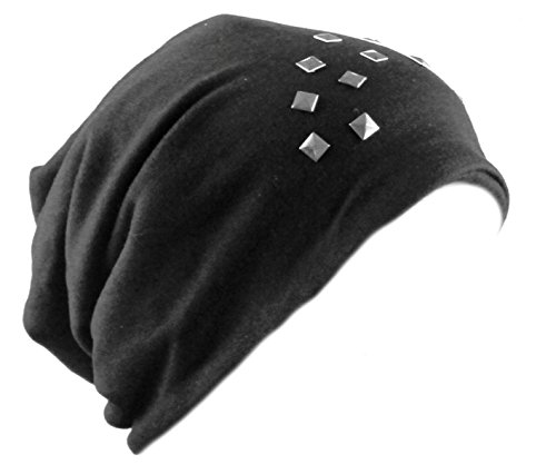 k.a. Beanie XL Long Slouch Beanie mit Nieten Unisex Slouchmütze (schwarz mit silberniten) von k.a.