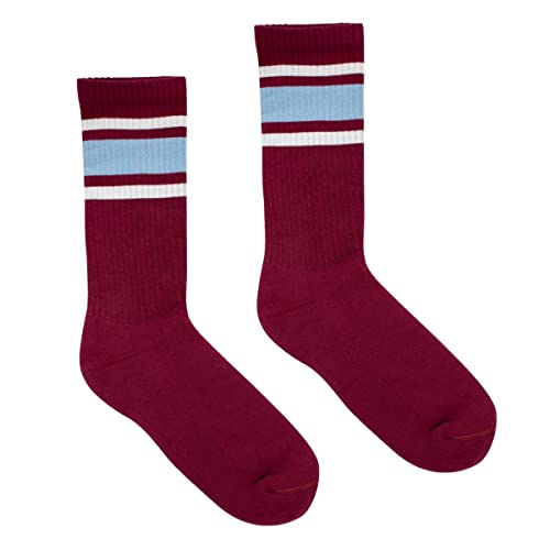 kabak Sportsocken Wadenlang Frottee 80er Retro Style Aerobic Laufen Yoga Unisex Farben Elastisches Bündchen Atmungsaktiv, Burgund 36-41 EU von kabak