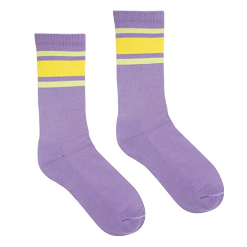 kabak Sportsocken Wadenlang Frottee 80er Retro Style Aerobic Laufen Yoga Unisex Farben Elastisches Bündchen Atmungsaktiv, Lila 36-41 EU von kabak