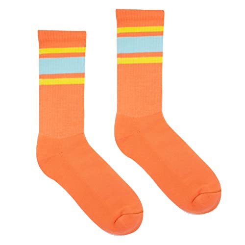 kabak Sportsocken Wadenlang Frottee 80er Retro Style Aerobic Laufen Yoga Unisex Farben Elastisches Bündchen Atmungsaktiv, Orange 36-41 EU von kabak