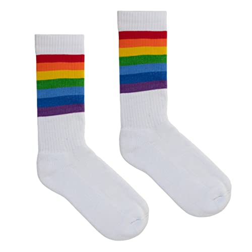 kabak Sportsocken Wadenlang Frottee 80er Retro Style Aerobic Laufen Yoga Unisex Farben Elastisches Bündchen Atmungsaktiv, Regenbogen 36-41 EU von kabak