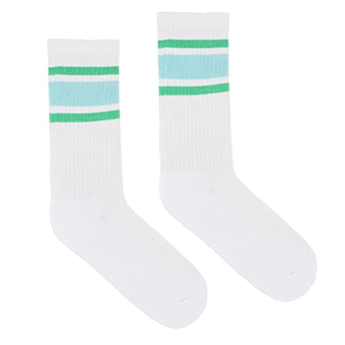 kabak Sportsocken Wadenlang Frottee 80er Retro Style Aerobic Laufen Yoga Unisex Farben Elastisches Bündchen Atmungsaktiv, Weiß/Mint 42-46 EU von kabak