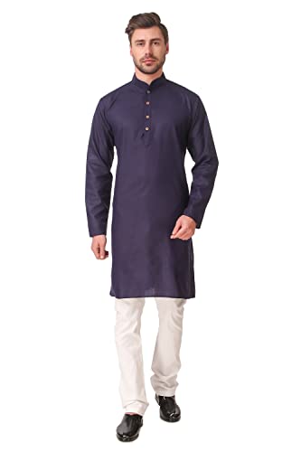 Kurta-Pyjama, indisch, einfarbig, knielang FB-530, Nevyblue-fb-532, 55 von kacery