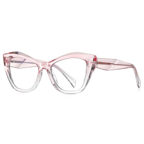 kachawoo Blaues Licht Blocking Gläser Frauen Cat Eye Gläser Rahmen TR90 Eyewear Mode Brillen Dicker Rahmen (pink clear frame) von kachawoo