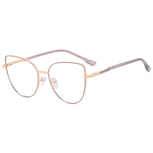 kachawoo Blaues Licht Blocking Gläser Frauen Computer Metall Eyewear Cat Eye Gläser Rahmen Mode Brillen (grey gold frame) von kachawoo