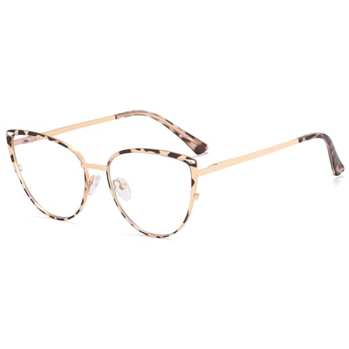 kachawoo Blaues Licht Blocking Gläser Frauen Mode Metallrahmen Brillen Cat Eye Brillen Rahmen (leopard gold frame) von kachawoo