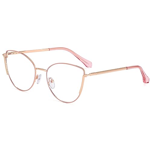 kachawoo Blaues Licht Blocking Gläser Metallrahmen Brillen Retro Cat Eye Brillen Rahmen Frauen (gold pink frame) von kachawoo