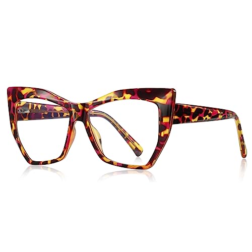 kachawoo Blaues Licht Blocking Gläser TR90 Mode Stil Brillen Cat Eye Gläser Rahmen Frauen (leopard with clear) von kachawoo