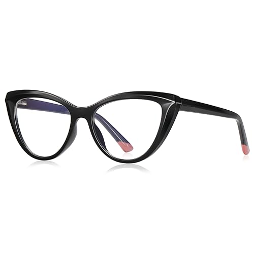 kachawoo Blaues Licht Blocking Gläser für Frauen Cat Eye Gläser Rahmen TR90 Rahmen Brillen Mode (black with clear) von kachawoo