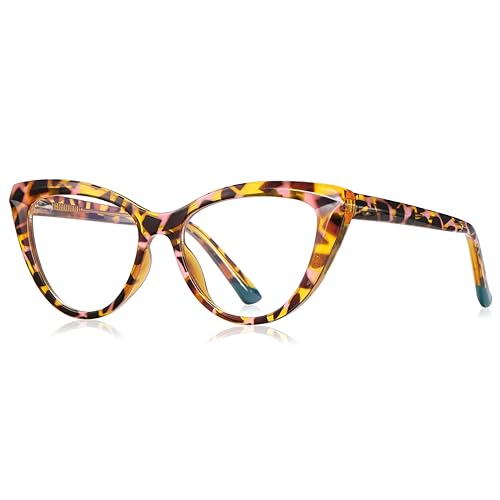 kachawoo Blaues Licht Blocking Gläser für Frauen Cat Eye Gläser Rahmen TR90 Rahmen Brillen Mode (leopard with clear) von kachawoo