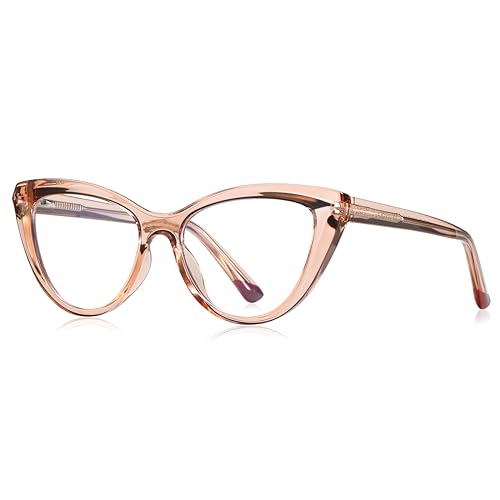 kachawoo Blaues Licht Blocking Gläser für Frauen Cat Eye Gläser Rahmen TR90 Rahmen Brillen Mode (light brown frame) von kachawoo