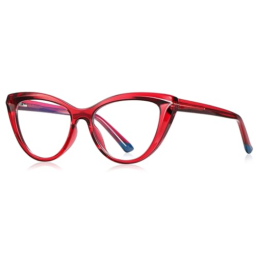 kachawoo Blaues Licht Blocking Gläser für Frauen Cat Eye Gläser Rahmen TR90 Rahmen Brillen Mode (red with clear) von kachawoo