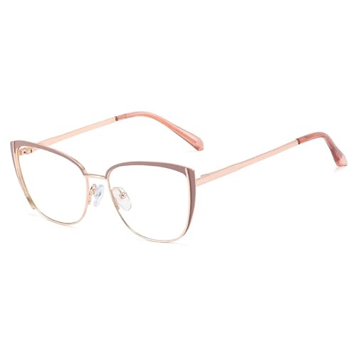 kachawoo Blaulichtblockierende Brille Retro Frauen Metall Brillengestell Katzenauge Anti Blaulicht Computerbrille (bean gold frame) von kachawoo