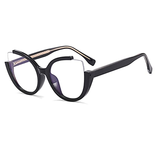 kachawoo Halb randlose Vintage Mode Gläser Rahmen Cat Eye Große rahmenlose blaue Licht Eyewears Elegante Brillen für Frauen 2023 (black with clear) von kachawoo