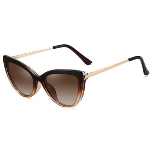 kachawoo Magnetische Clip-on Sonnenbrille Polarisierte Anti Blaulicht Gläser Frauen TR90 Rahmen Brillen Cat Eye (brown frame) von kachawoo