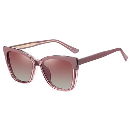 kachawoo Magnetische polarisierte Sonnenbrille Frauen Clip auf Sonnenbrille TR90 Rahmen Eyewear Anti Blue Light Gläser (cameo purple frame) von kachawoo