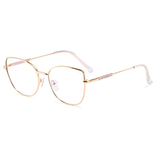 kachawoo Mode Brillen Frauen Clear Lens Metal Frame Cat Eye Gläser Anti Blue Light Eyewear (gold clear frame) von kachawoo