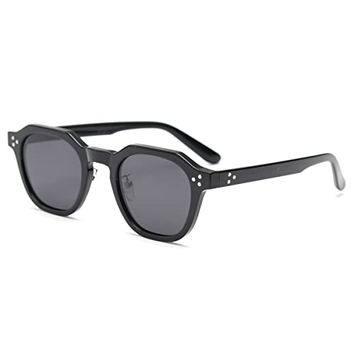 kachawoo Polarisierte Sonnenbrille Frauen TR90 Rahmen Sonnenbrille Polygon Männer Retro Gläser (black) von kachawoo