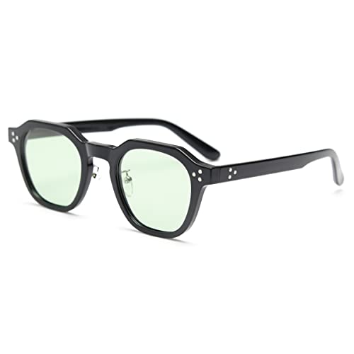 kachawoo Polarisierte Sonnenbrille Frauen TR90 Rahmen Sonnenbrille Polygon Männer Retro Gläser (black with green) von kachawoo