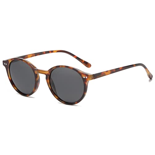 kachawoo Polarisierte Sonnenbrille Retro Runde Sonnenbrille Für Männer Frauen UV-Schutz Trendy Eyewear (leopard with black) von kachawoo