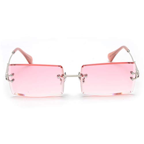 kachawoo Rahmenlose Sonnenbrille Damen Randlose Quadratische Rechteckige Sonnenbrille für Mädchen Weihnachtsgeschenke (Clear pink) von kachawoo