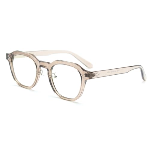 kachawoo Retro Gläser Männer Frauen Klare Linse Gläser Rahmen TR90 Brillen Polygon Leichte Vintage Brillen (light brown frame) von kachawoo