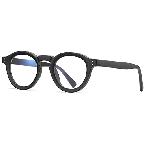 kachawoo Retro Gläser Rahmen Frauen TR90 Acetat Runde Brillen Männer Brillen Nicht-Rezept Linse (matte black frame) von kachawoo