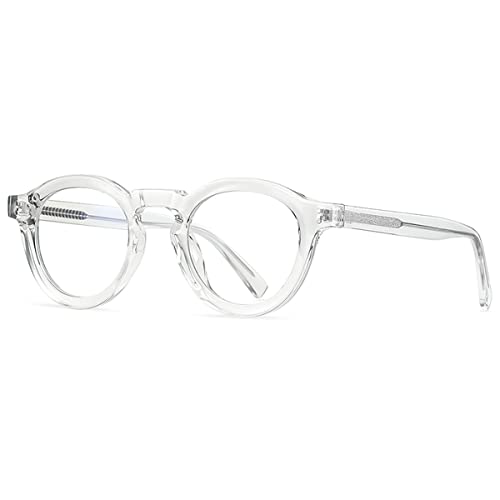 kachawoo Retro Gläser Rahmen Frauen TR90 Acetat Runde Brillen Männer Brillen Nicht-Rezept Linse (transparent) von kachawoo