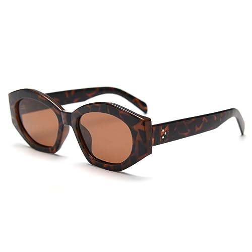 kachawoo Retro Polarisierte Sonnenbrille für Männer Frauen Dicker Rahmen Eyewear Cat Eye Sonnenbrille UV400 (leopard with brown) von kachawoo