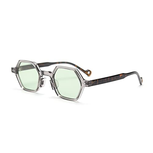 kachawoo Sechseckige polarisierte Retro-Sonnenbrille Promi-Influencer-Sonnenbrille für Street Snap Selfie Ins Trending Shades (gray leopard green) von kachawoo