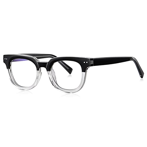 kachawoo TR90 Anti Blaulicht Brillen Männer Retro Stil Quadratische Brillen Optische Gläser Rahmen Frauen (black clear frame) von kachawoo