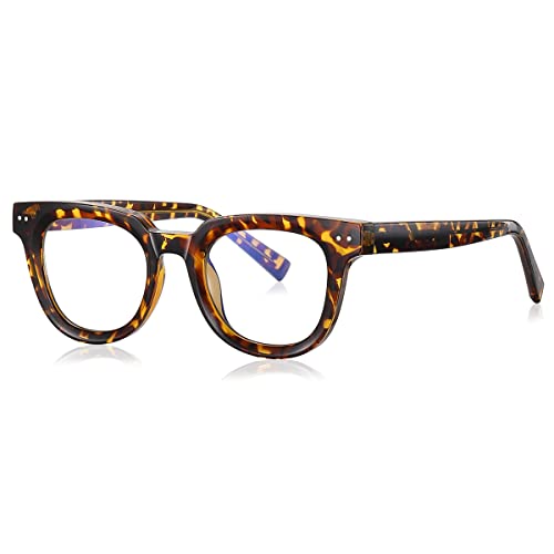 kachawoo TR90 Anti Blaulicht Brillen Männer Retro Stil Quadratische Brillen Optische Gläser Rahmen Frauen (leopard with clear) von kachawoo