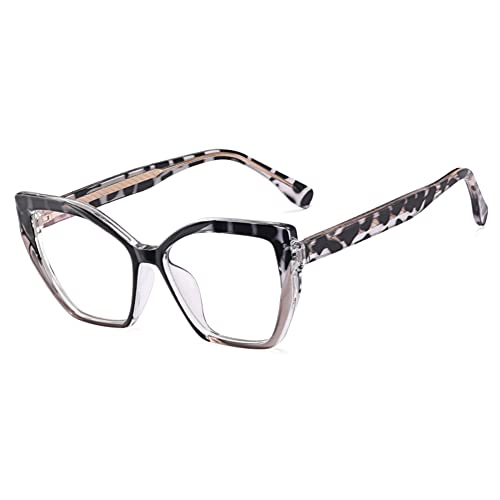 kachawoo TR90 Blue Light Blocking Gläser mit Frühlingsbein Cat Eye Polygon Bunte Rahmen Brillen Mode Rezept OL Eyewear (leopard) von kachawoo