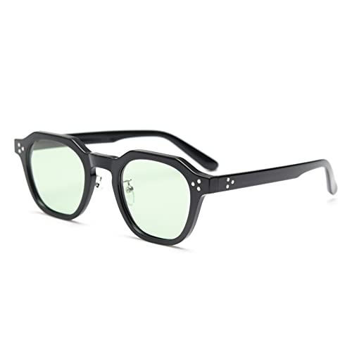 kachawoo TR90 Polarisierte Sonnenbrille für Frauen Mens Square Polygon Retro Vintage Sonnenbrille Dicker Rahmen Luxus Brand Design Brillen (black with green) von kachawoo