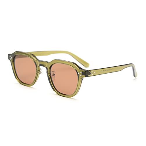 kachawoo TR90 Polarisierte Sonnenbrille für Frauen Mens Square Polygon Retro Vintage Sonnenbrille Dicker Rahmen Luxus Brand Design Brillen (green with brown) von kachawoo