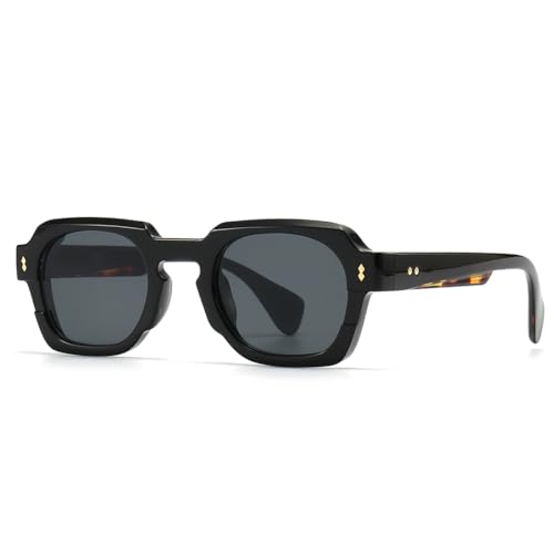 kachawoo Vintage Quadratische Sonnenbrille Dicker Rahmen Mode Sonnenbrille Unisex Süßigkeiten Farbe Brillen UV400 Linse (black leopard frame) von kachawoo