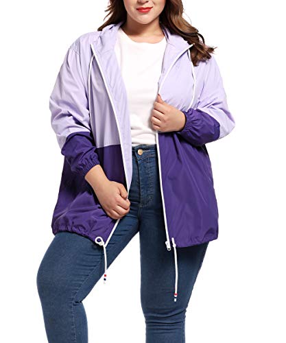 Kakocob Damen-Regenjacke, Übergröße, leicht, mit Kapuze - Violett - 4X-Groß von kacocob