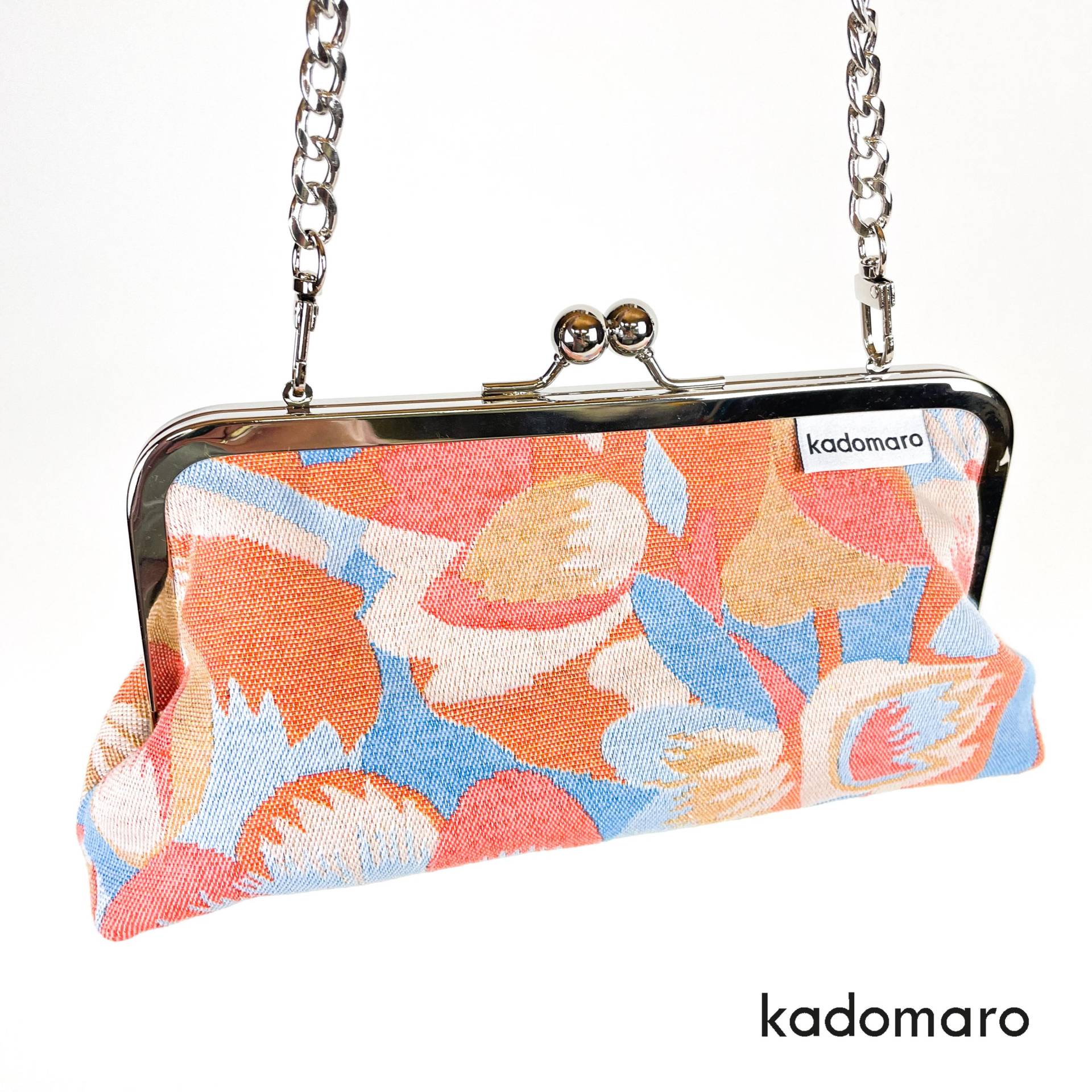 Handtasche Bügeltasche Clutch 20, 5 cm Orange-Blau von kadomaro