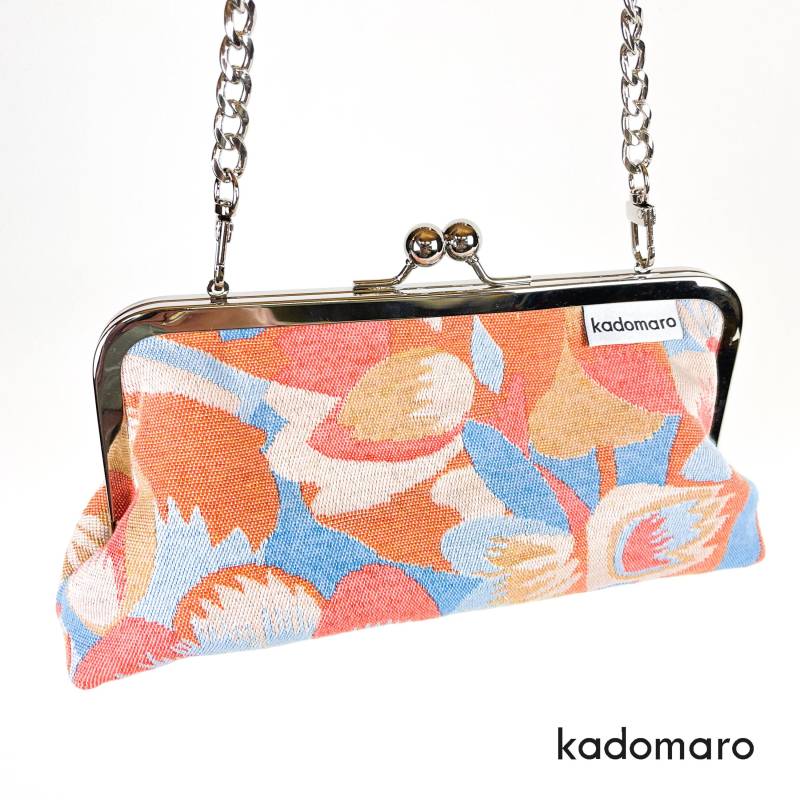 Handtasche Bügeltasche Clutch 20, 5 cm Orange-Blau von kadomaro
