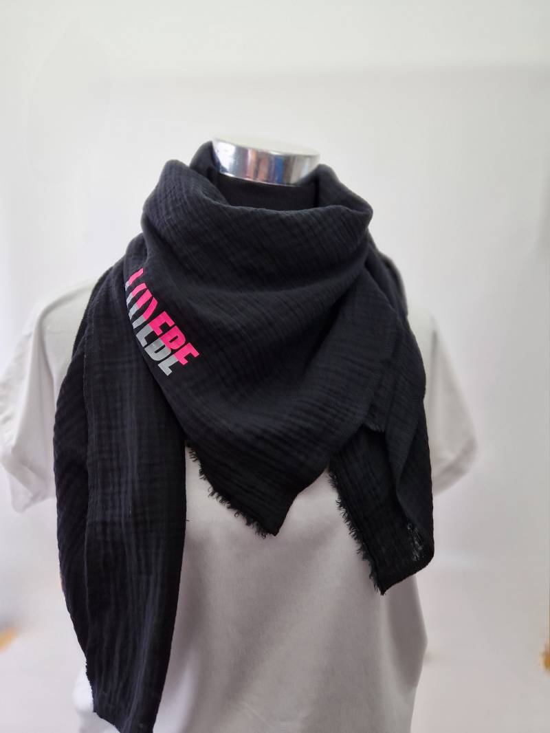 Damen Musselintuch L(IEbe Schwarz Neon Xxl Halstuch von kaetheklein
