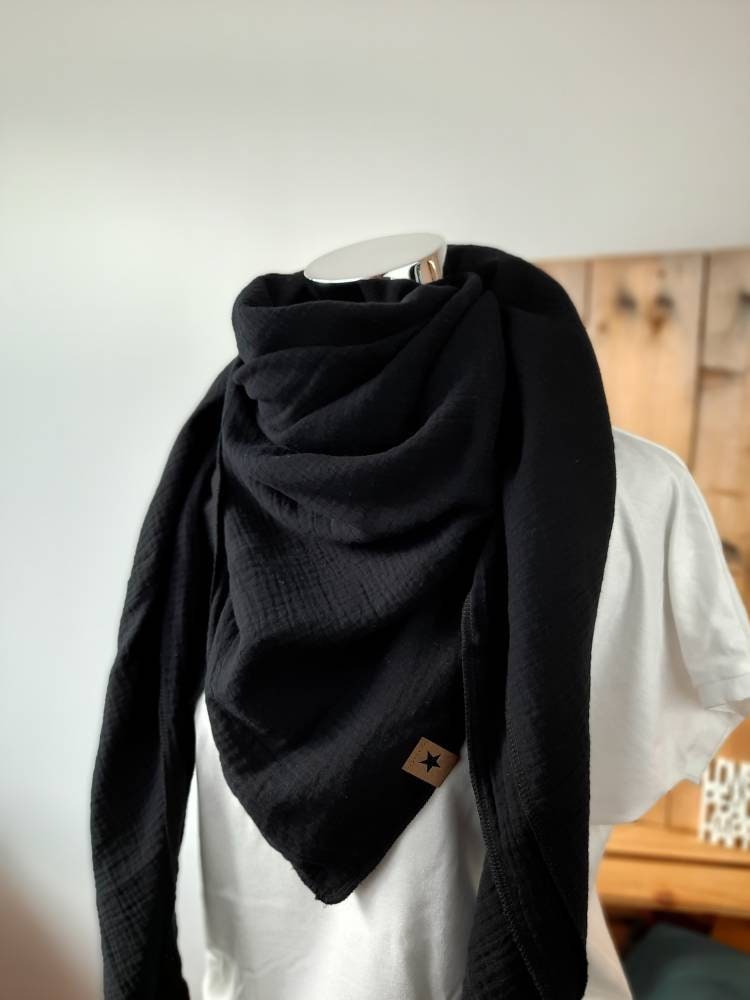 Musselintuch Xxl Damen Tuch Halstuch Musselin Dreieckstuch Schwarz von kaetheklein